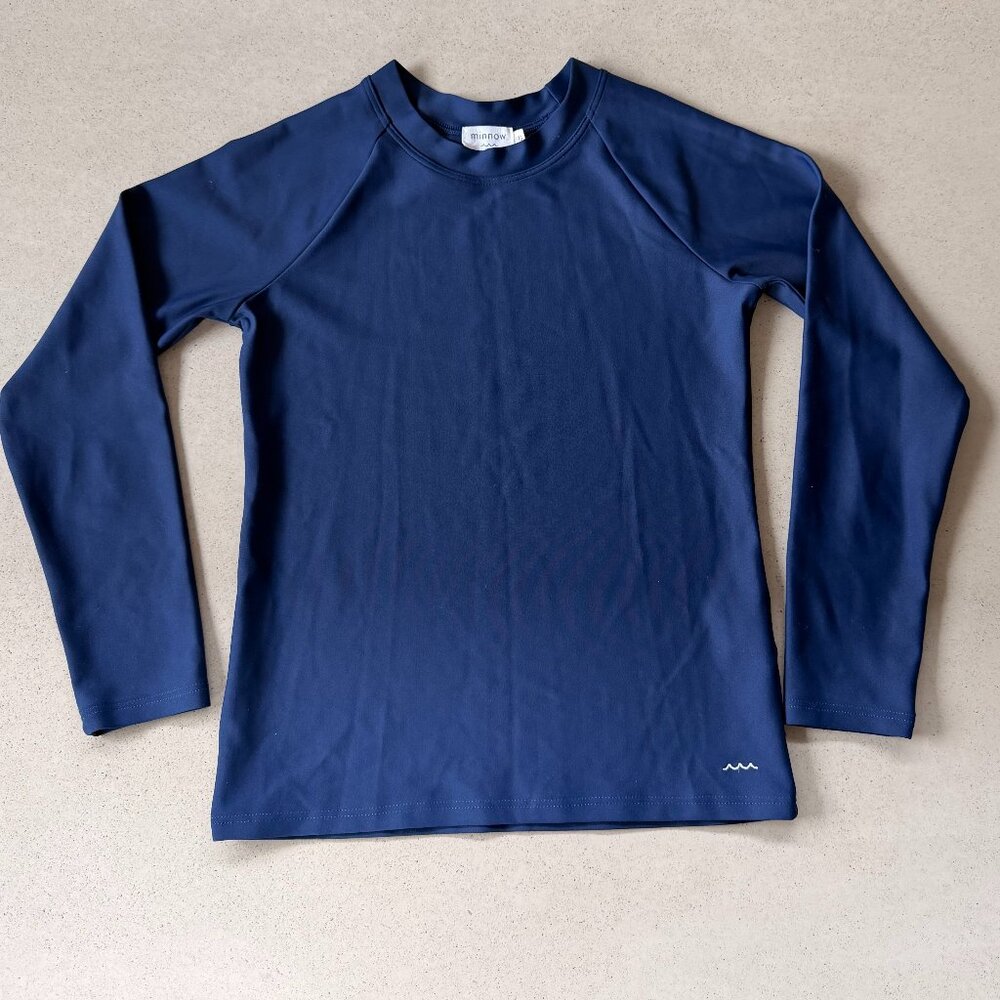 Minnow Navy Long Sleeve Rashguard Size 9/10 Classic Swim Top